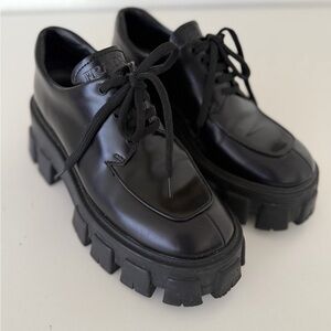 Prada Black Chunky Lug Leather Derby Shoes